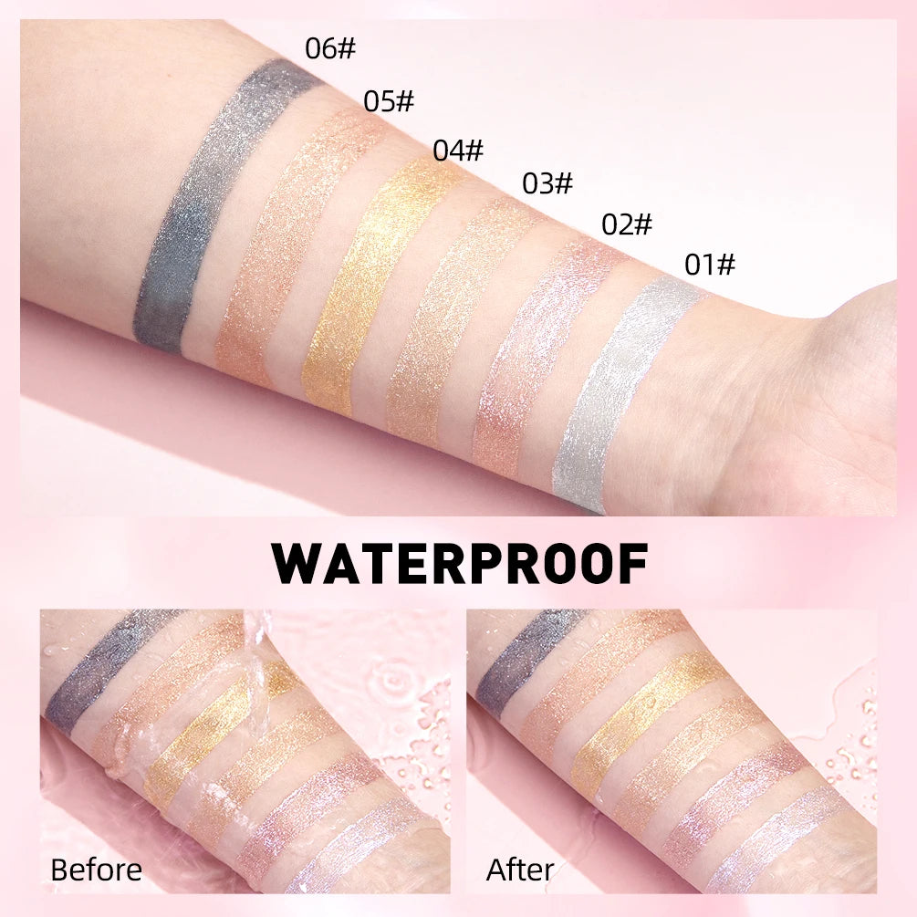 QIBEST 6 Colors Metallic Glitter Diamond Liquid Lipstick Waterproof Long Lasting Pearl Shiny Lip Gloss Charming Women Lip Makeup