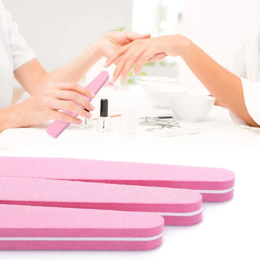 Nail buffer block sponge polished nail file, suitable for acrylic/natural nails, pink