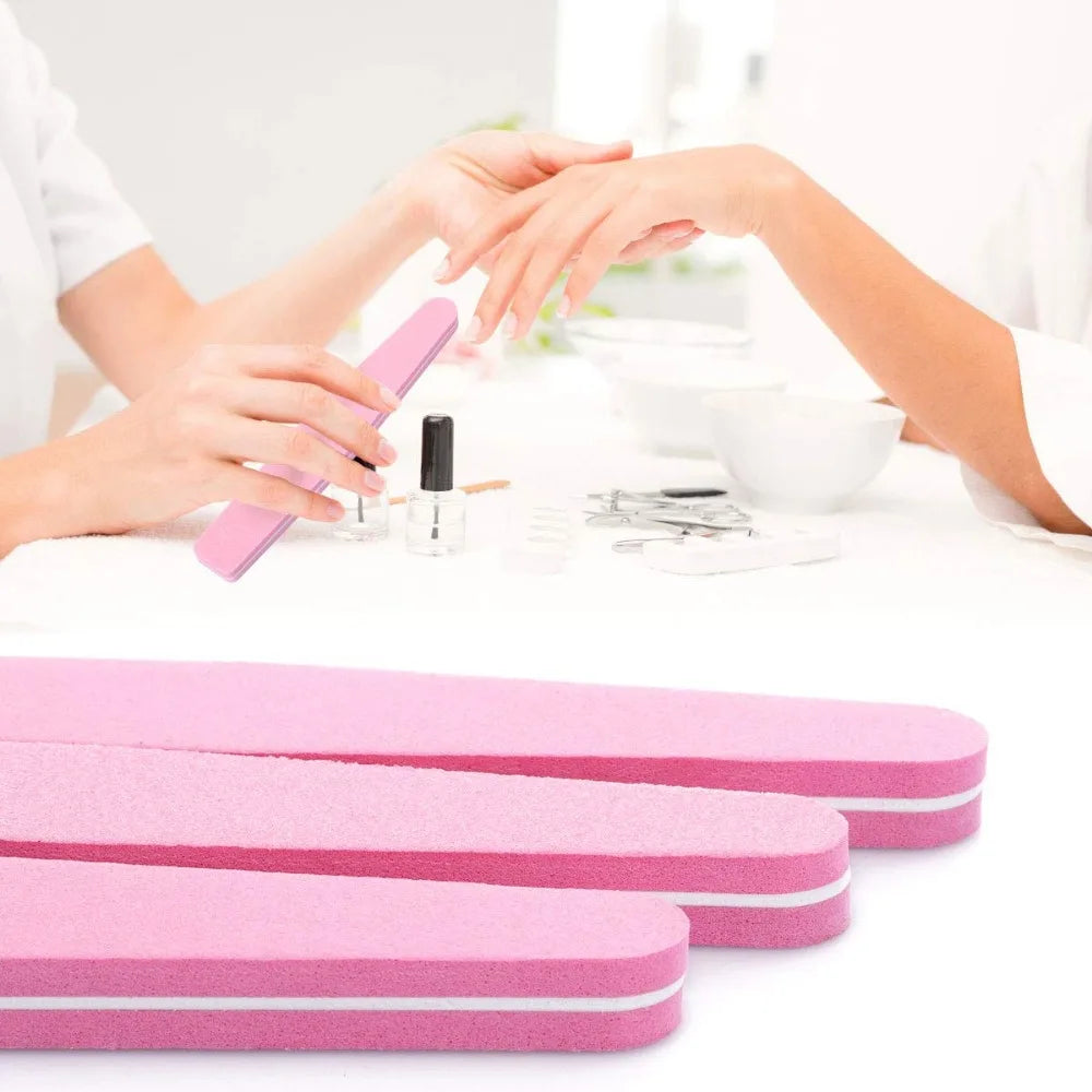 Nail buffer block sponge polished nail file, suitable for acrylic/natural nails, pink