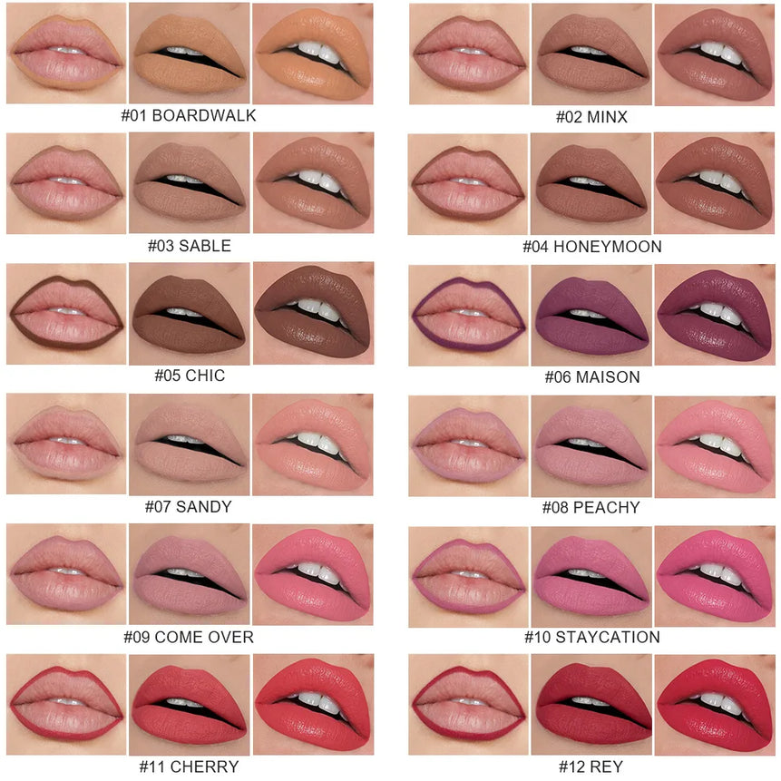 Lipstick with Lip Liner 2-1 Vegan Dual End Two Sides Matte Lipsticks Moist Combined Cosmetic Set