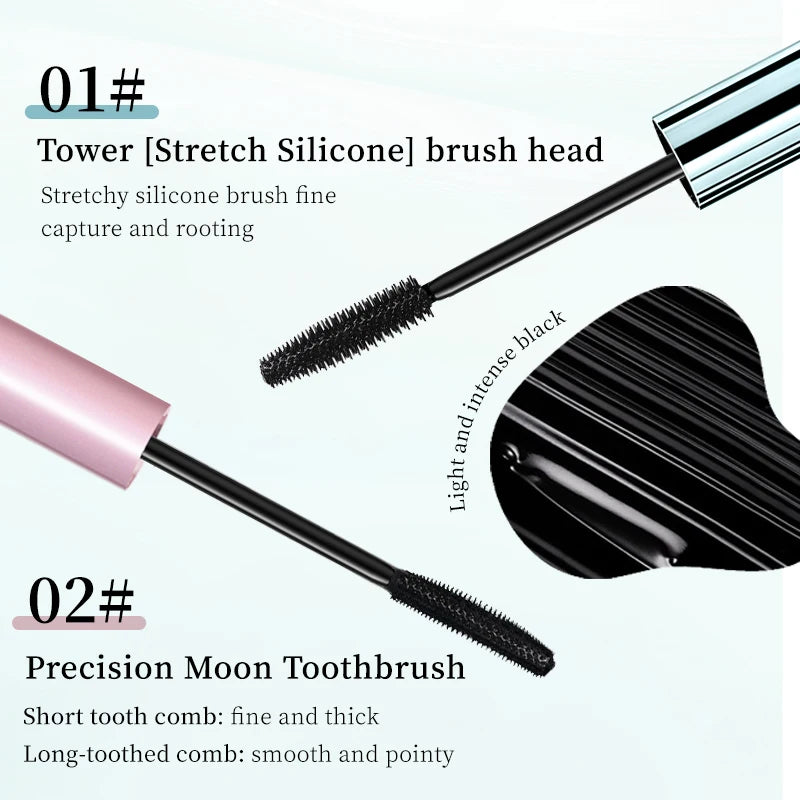 Long Lasting Black Mascara - Intense Length & Volumizing,Waterproof, mudge-Proof,Quick-Dry,Clump-Free,Curling Styling For Bold
