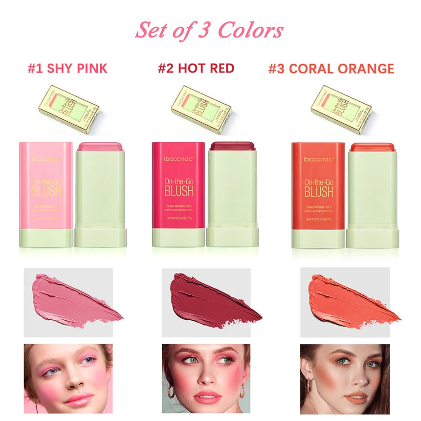 High Color Rotating Blush Cream Tinted Moisture Stick Naturally Long-lasting Moisturizing Waterproof Non-Removing Orange Blush