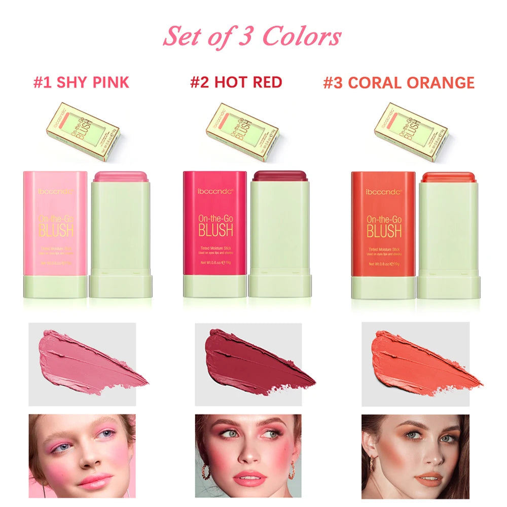 High Color Rotating Blush Cream Tinted Moisture Stick Naturally Long-lasting Moisturizing Waterproof Non-Removing Orange Blush