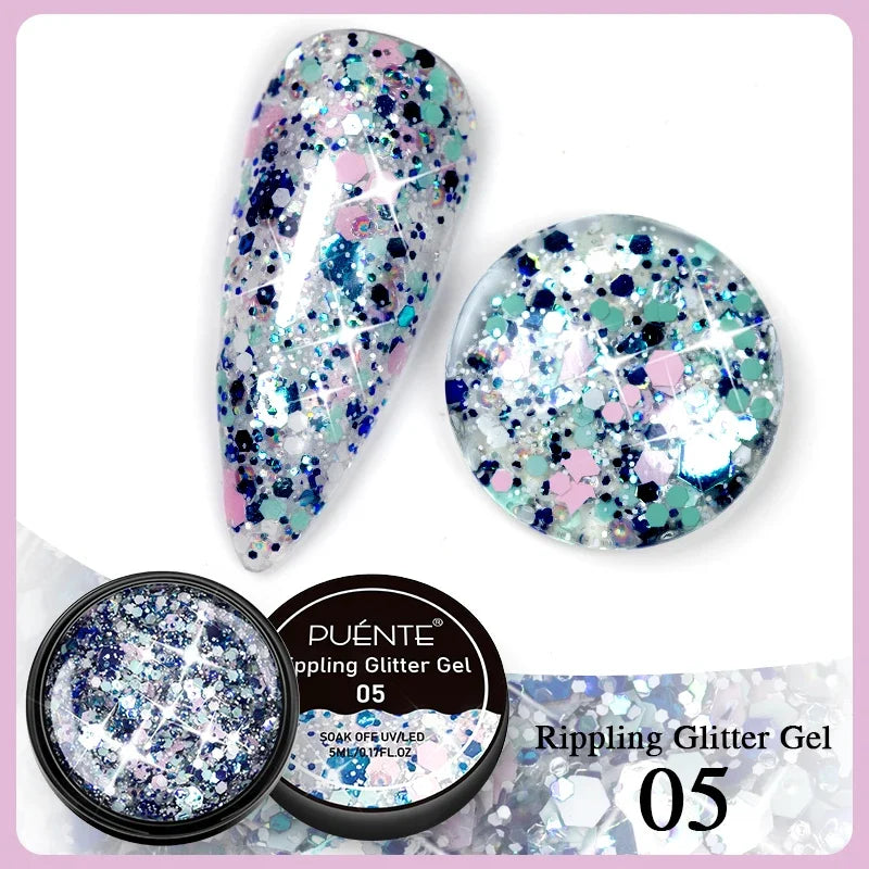 PUENTE Sparkle Platinum Gel Nail Polish 5ML Shiny Gold Silver Glitter Painting Gel Drawing Semi Permanent Varnish For Manicure