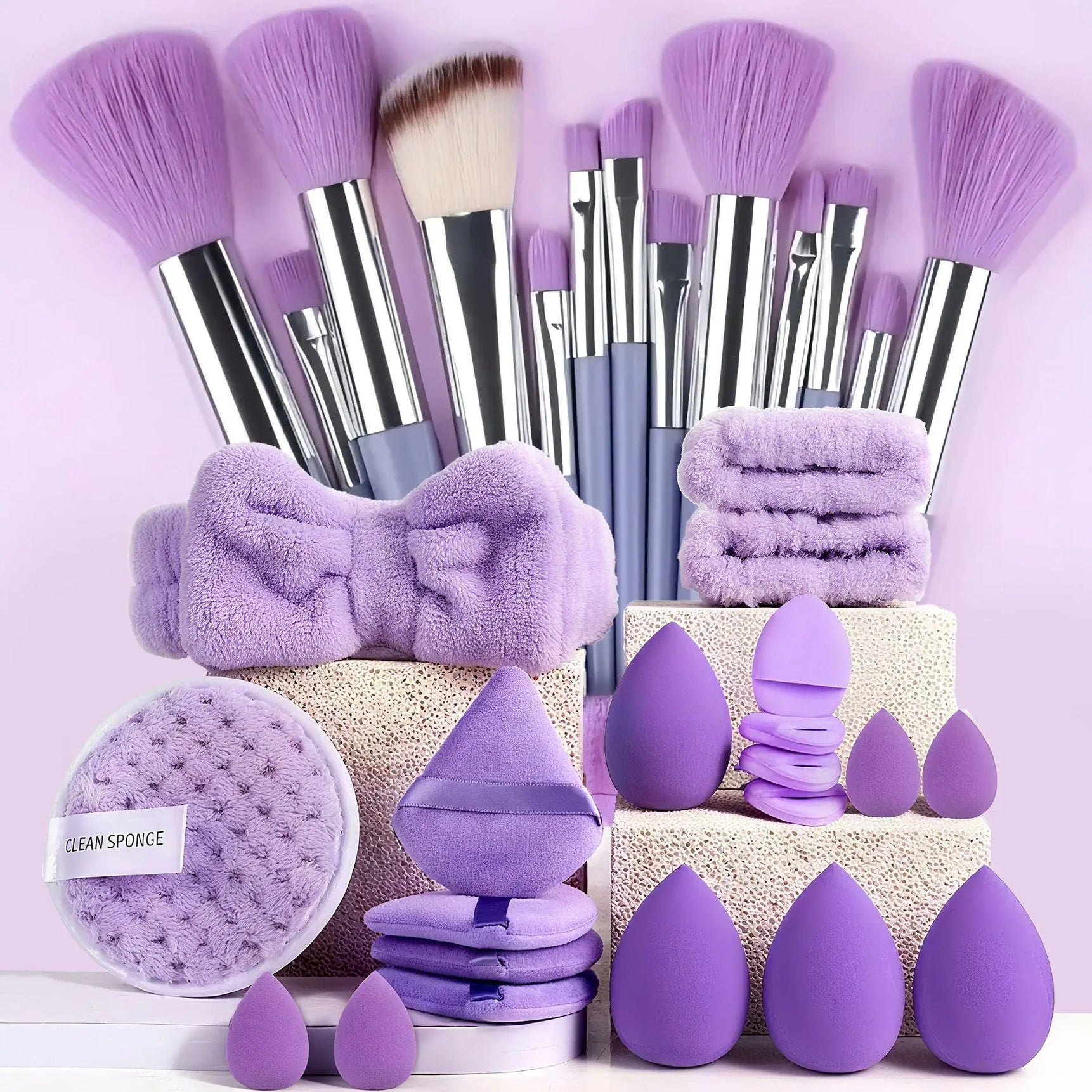 33Pcs Makeup kit Complete Makeup Brush Set Big set includes Soft Brushes Beauty Blender Birthday Christmas New Year gift