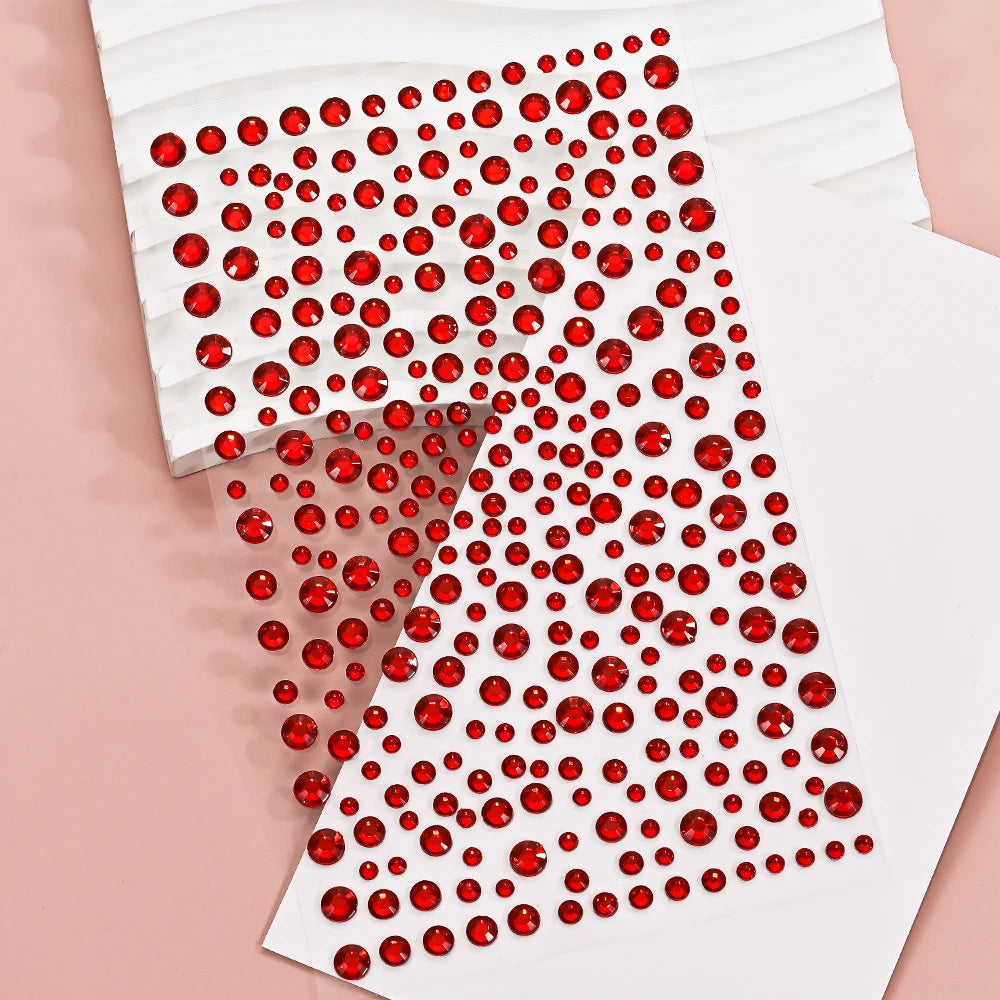 1pc Red Face Gems Jewels Rhinestone Stickers Self Adhesive Gems Stickers DIY Bling Jewel Crystal Sticker for Hair Face Eyes Body