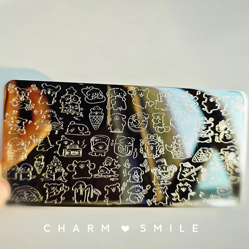 Cartoon Characters Stamping Plates  French Line Geometry  Flowers Leaves Animals Image Stainless Steel Nail Art Template Stencil
