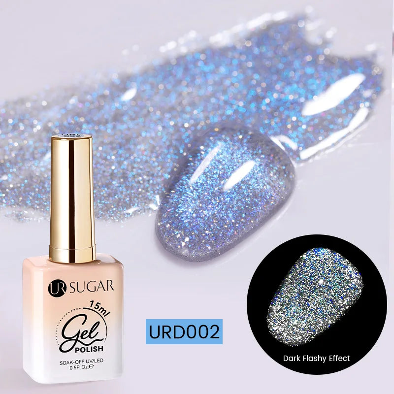 UR SUGAR 15ml Red Reflective Shining Nail Gel Polish Sparkling Semi Permanent Soak Off UV Gel Glitter DIY Nail Art for Winter