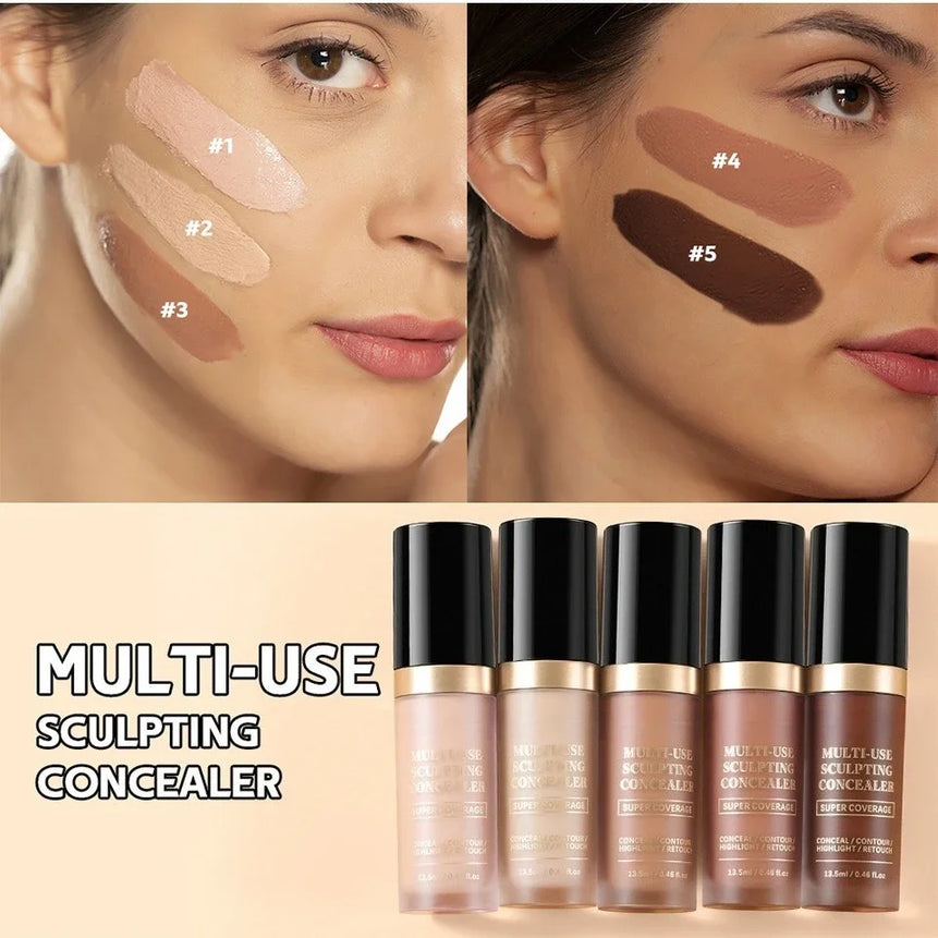 Super Coverage Concealer Multi-Use Cream Oil Free Long Lasting Hydrating Cover Contour Highlight and Retouch Face Makeup
