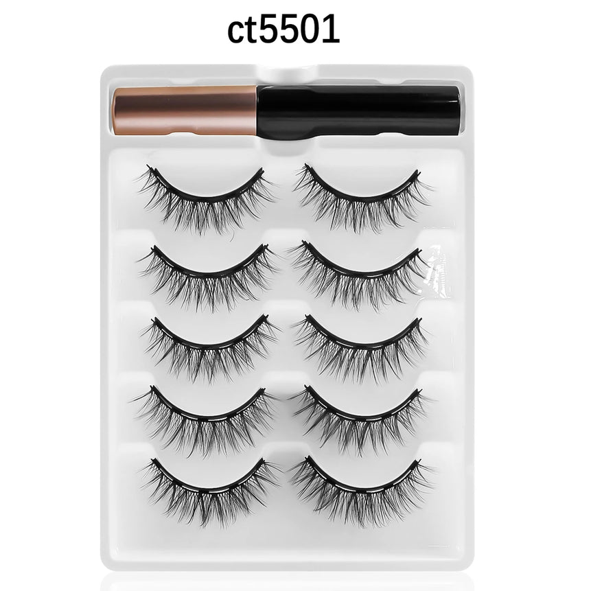 REDSIREN Natural Magnetic Lashes Makeup 1/5Pairs Reusable Magnetic False Eyelashes and Eyeliner Kit