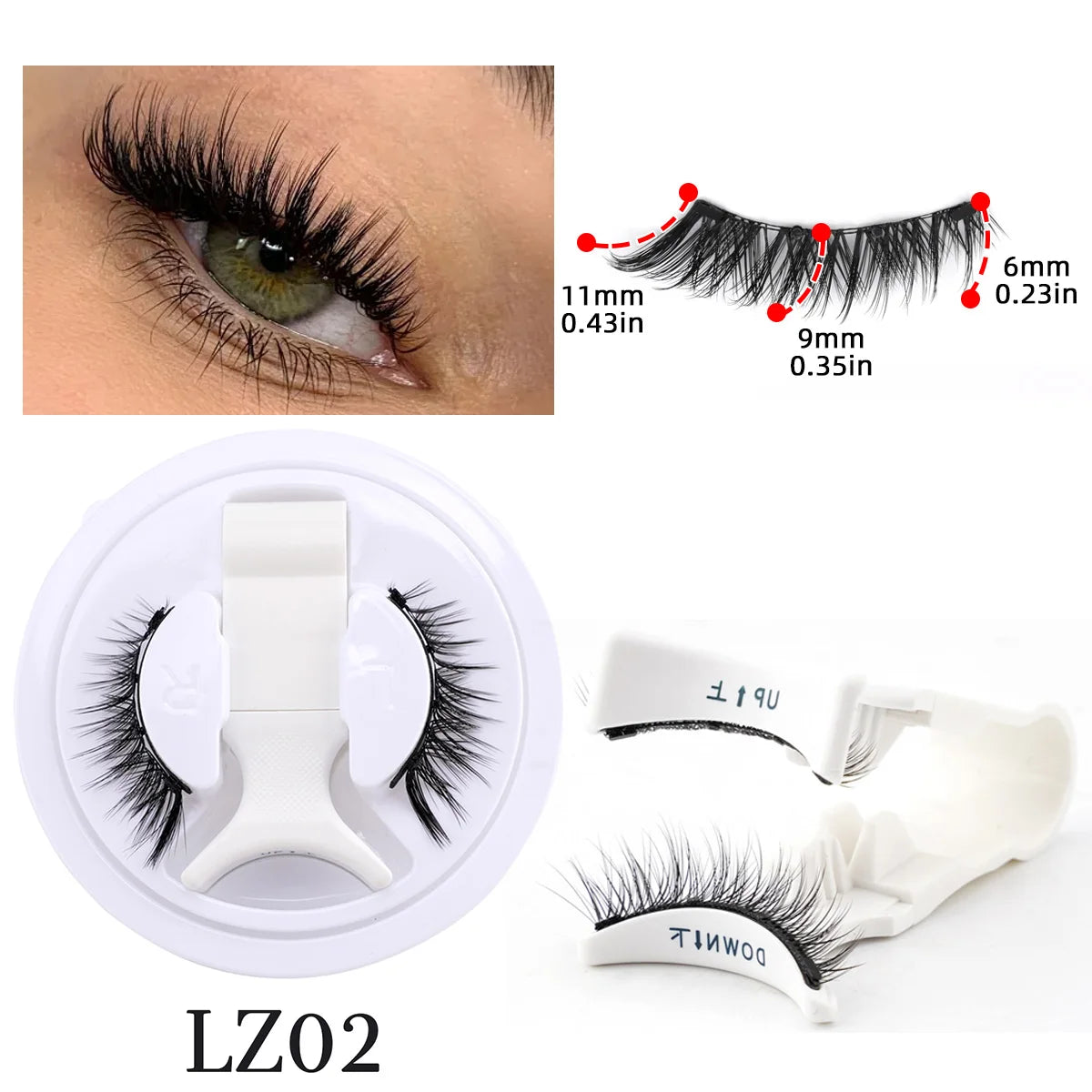 1/2 Pairs Magnetic False Eyelashes Kit Natural Curly Faux Lashes No Glue Needed Magnetic Fake Eyelash with Tweezers Makeup Tool