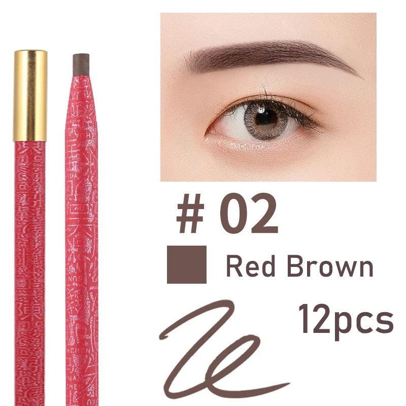 Waterproof Long Lasting Eyebrow Pencils Peel Off & Red Lip Pencil ，Eyebrow Tattoo Makeup Microblading Brow Pencil Makeup Tool