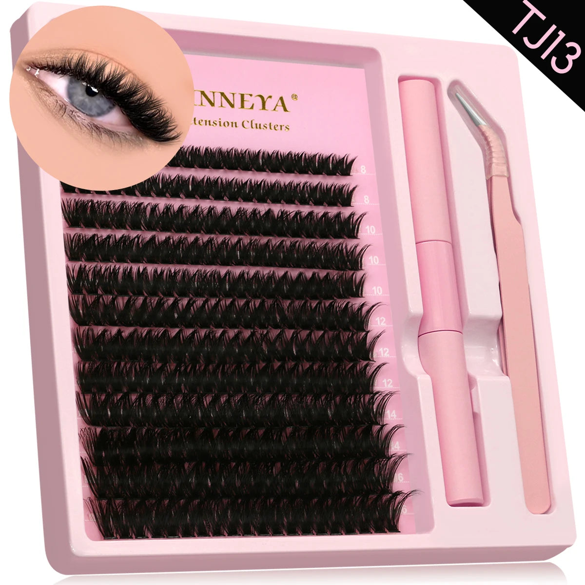 GROINNEYA DIY Lash Extension Kit Natural Volume Includes Eyelash Tweezers Bonding Glue For Salon-Quality Results at Home Makeup