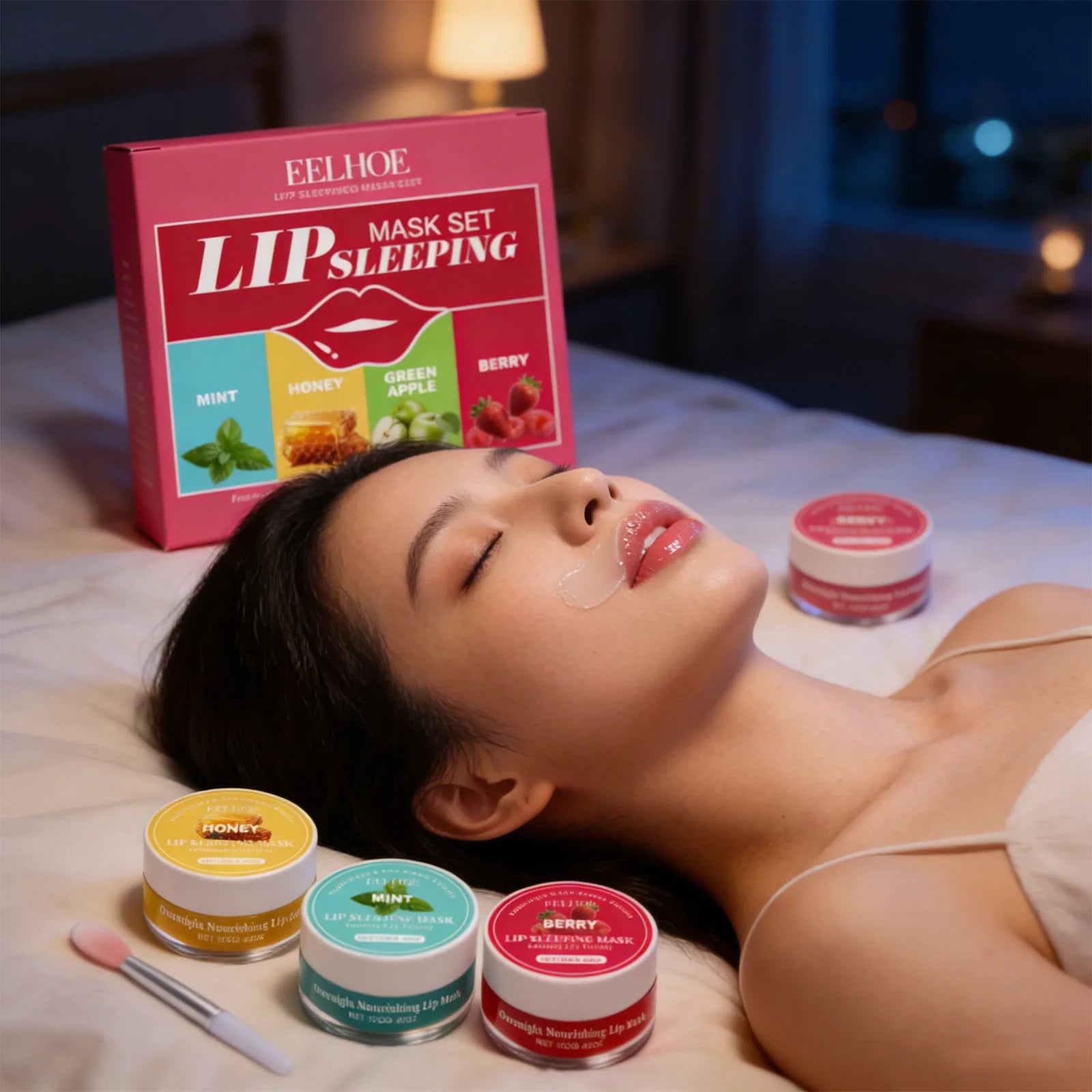 Four-Flavor Repair Sleep Lip Mask Effectively Removing Dead Skin Relieving Dry Lip Improving Rough Texture Moisturizing Lip Mask
