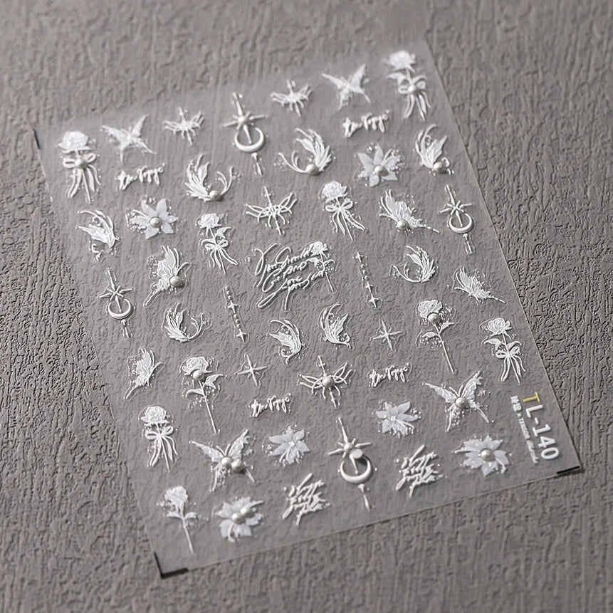 1pcs 5D Rhinestones Butterfly Nail Stickers Kawaii AB Shiny Butterfly Adhesive Nail Art Decorations Decal Design Manicure Tools