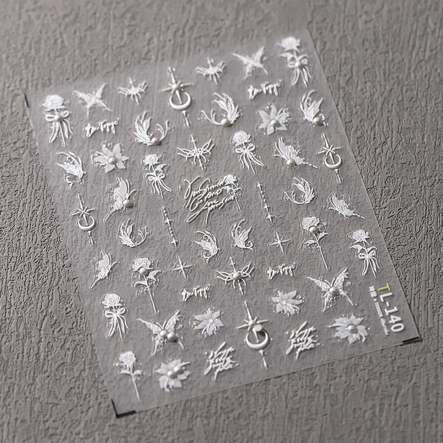 1pcs 5D Rhinestones Butterfly Nail Stickers Kawaii AB Shiny Butterfly Adhesive Nail Art Decorations Decal Design Manicure Tools