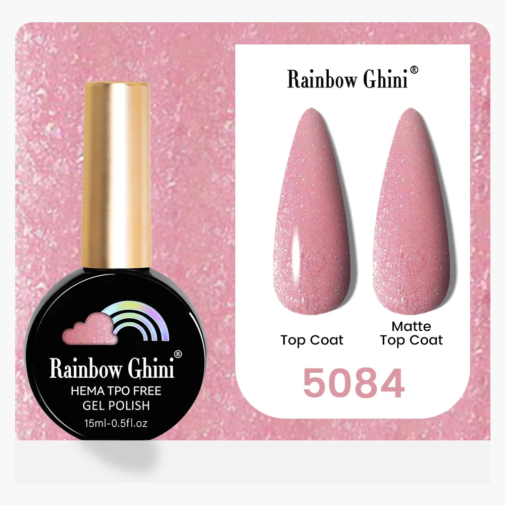 Rainbow Ghini 15ML 146 Colors Long-Lasting Colorful Gel Nail Polish Professional UV/LED Gel Polish Base Coat Matte Top Coat