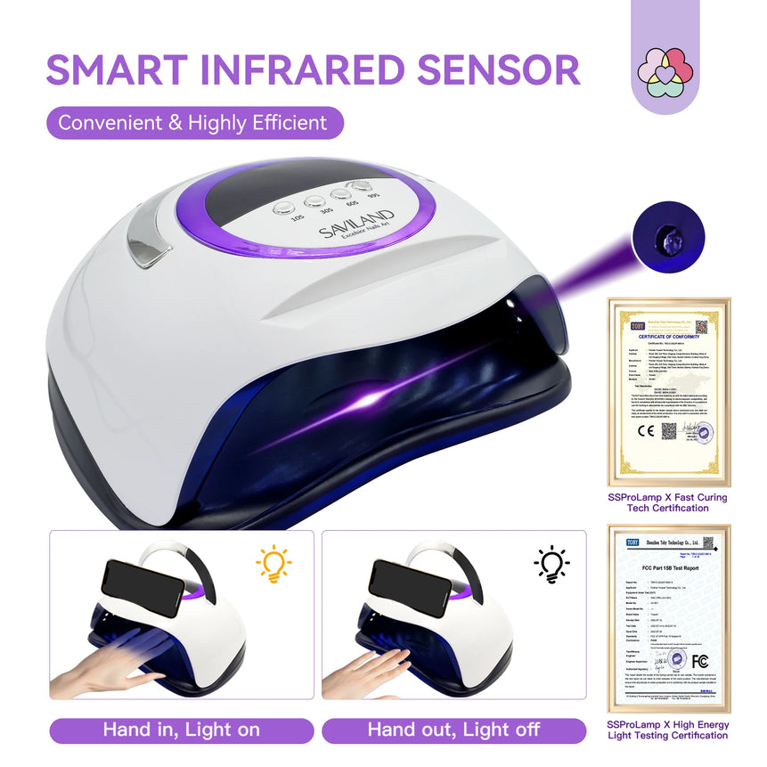 SAVILAND UV LED Nail Lamp 300W Nail Curing Lamps For Home Salon Powerful LED Drying Lamps For All Gel Polish Nail Equipment