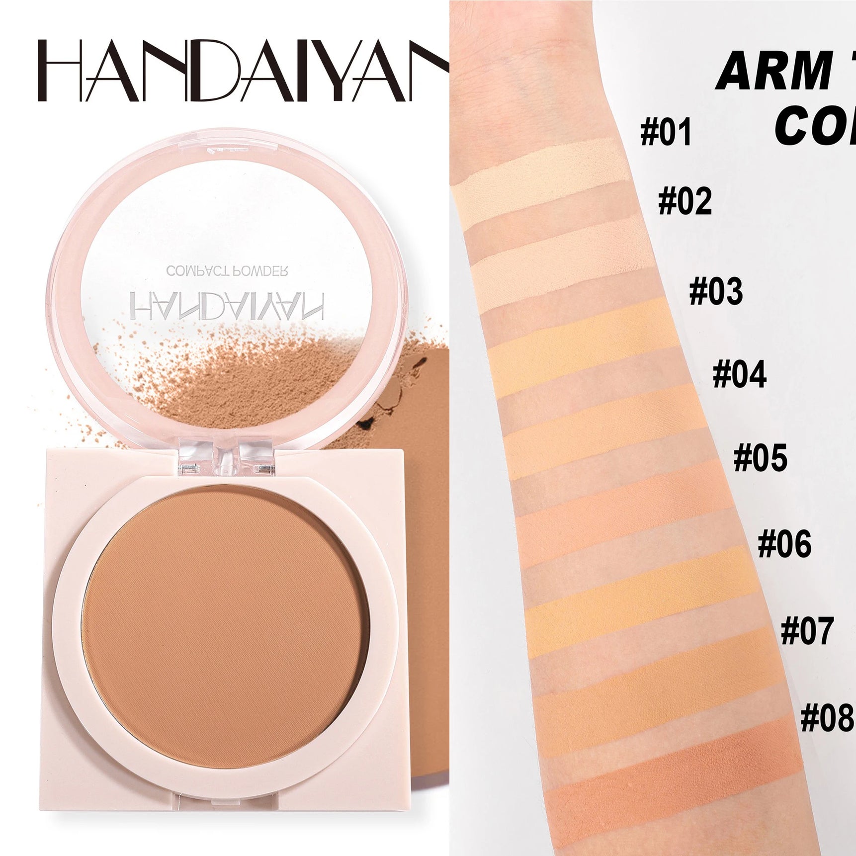 Wheat Powder Matte Finish Sweatproof Oil Control Dry Wet Dual-use Dark Skin Foundation Pressed Powder