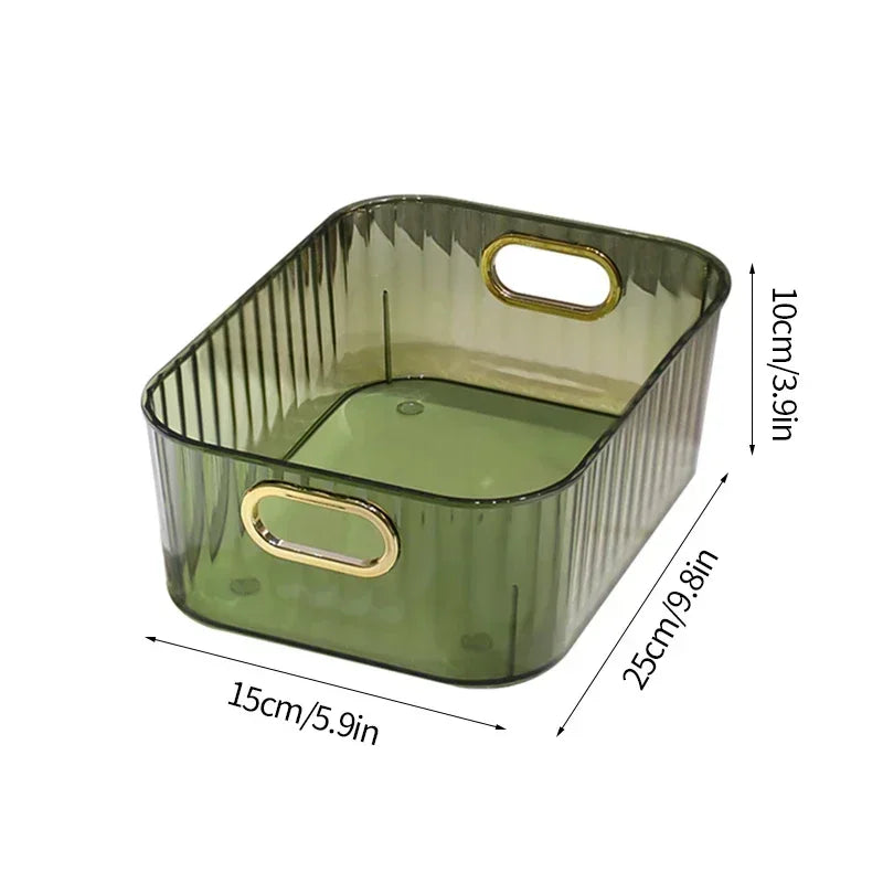 Rectangular Desktop Cosmetic Storage Drawer Stackable Green Box Acrylic Rack Sundries Snack Makeup Storage Basket Organizer