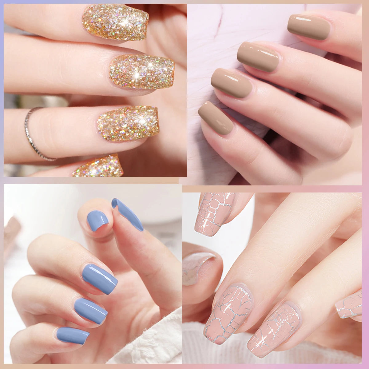 7-piece gel nail polish set, all seasons gel nail polish set with glossy matte top coat and base coat for at-home manicure