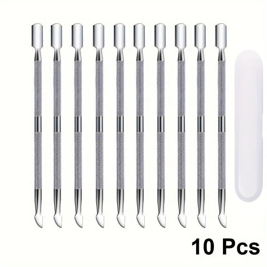 3/5/10pcs Stainless Steel Cuticle Pusher Metal Double-ended Spoon Remover Kit Dead Skin Push Nail Art Cleaning Tools manicure
