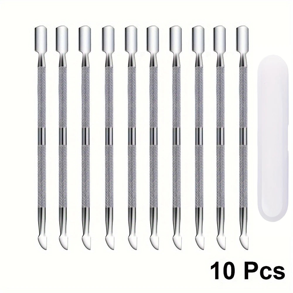 3/5/10pcs Stainless Steel Cuticle Pusher Metal Double-ended Spoon Remover Kit Dead Skin Push Nail Art Cleaning Tools manicure