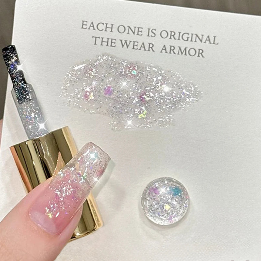 MIANEL1-12pcs 12ML Pink Blue White Green Series With Explosive Glitter Gel Nail Polish, Popular Yun Brocade Diamond Gel Polish