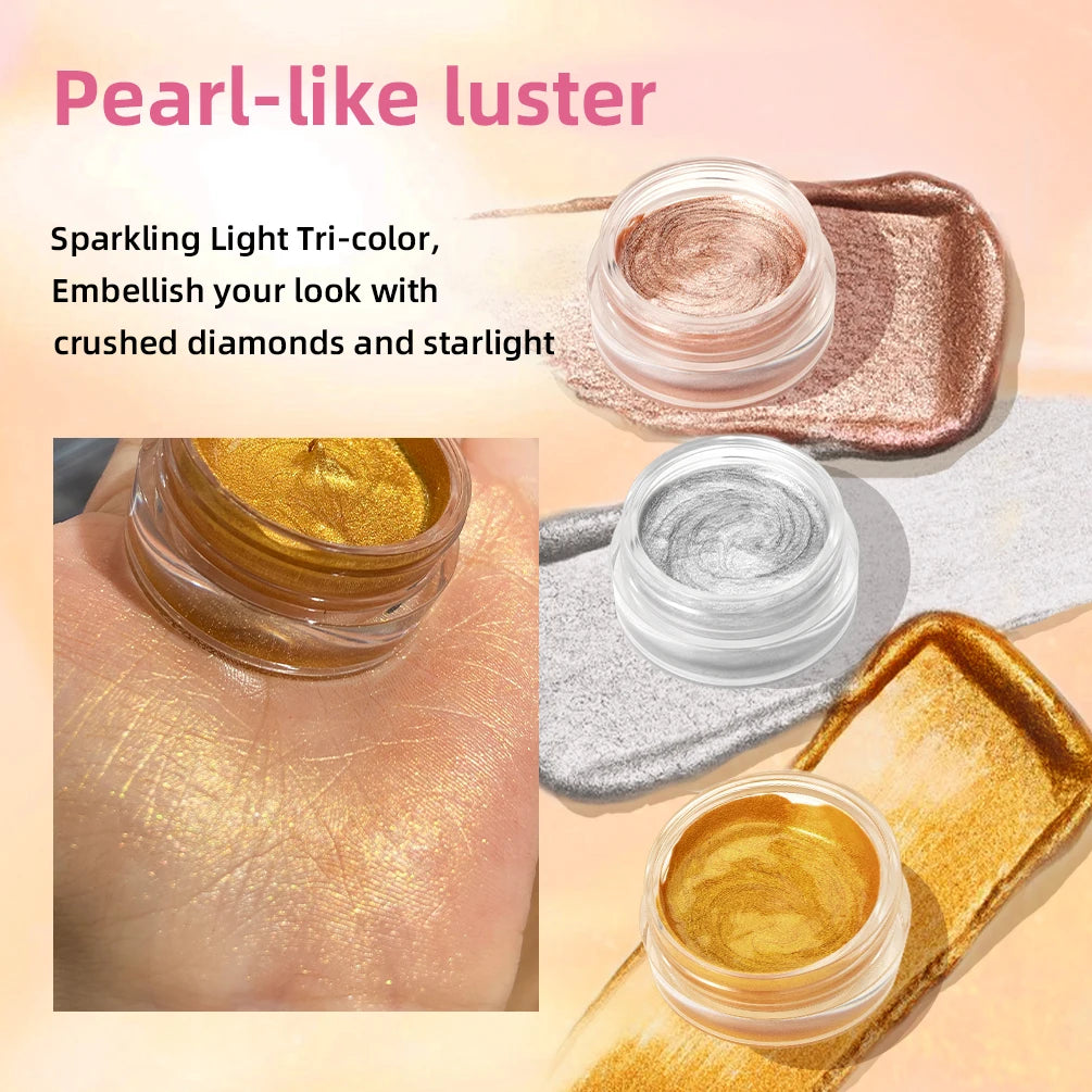 Sparkling Shimmer Highlighter Cream Gel Natural Pearlescent Glitter Face Contour Body Brighten Modify Outline Highlight Makeup