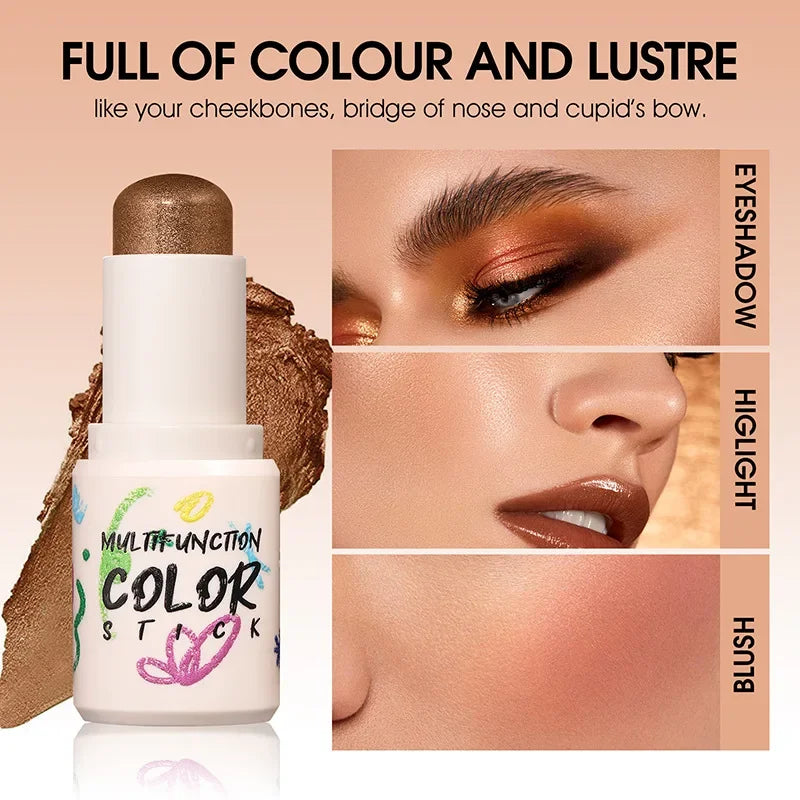 Highlighter Blush Stick Eyeshadow Stick Diamond Highlighter Cream Pink Glitter Face Contour Shimmer Illuminator Makeup Cosmetics