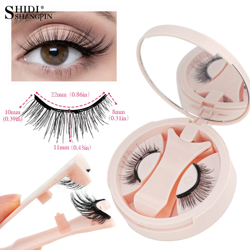 1/2 Pairs Magnetic False Eyelashes Kit Natural Curly Faux Lashes No Glue Needed Magnetic Fake Eyelash with Tweezers Makeup Tool