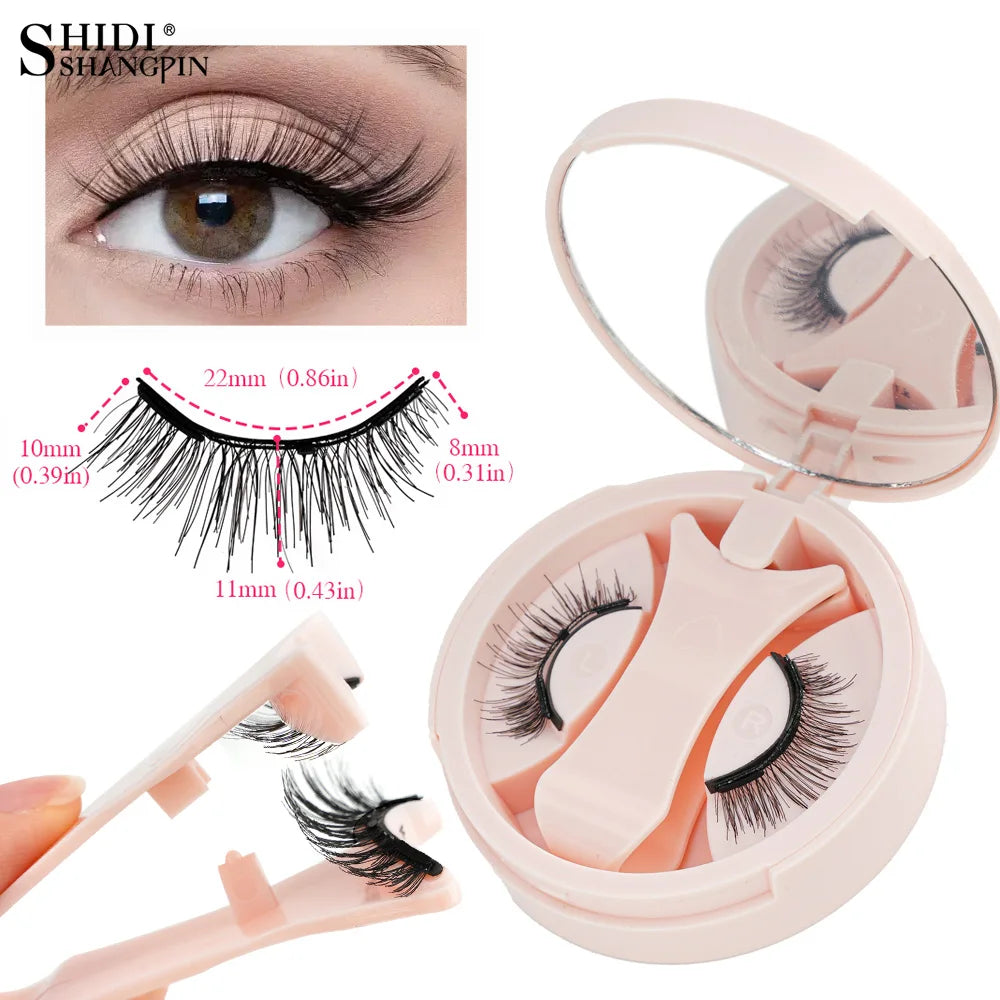 1/2 Pairs Magnetic False Eyelashes Kit Natural Curly Faux Lashes No Glue Needed Magnetic Fake Eyelash with Tweezers Makeup Tool