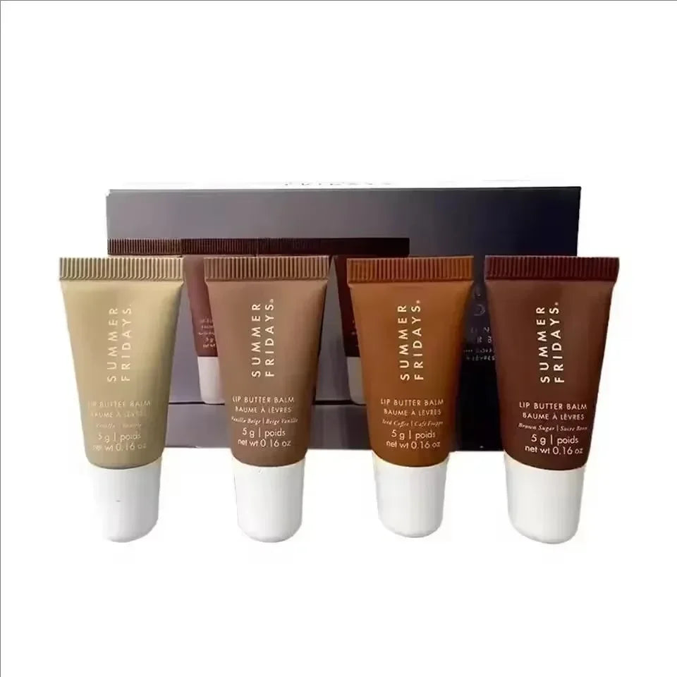 Summer Friday's Vanilla Beige Lip Balm Moisturizing Transparent Lipstick Set Smooth Soft Tube Mirror Lip Gloss Lip Makeup