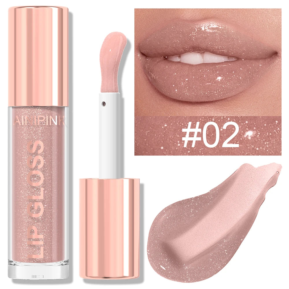 Glitter Lip Gloss Lipstick, Lip Tint Moisturizing Hydrating Long Lasting  Non-Stick Cup Waterproof Nude Lip Plumper High Pigment