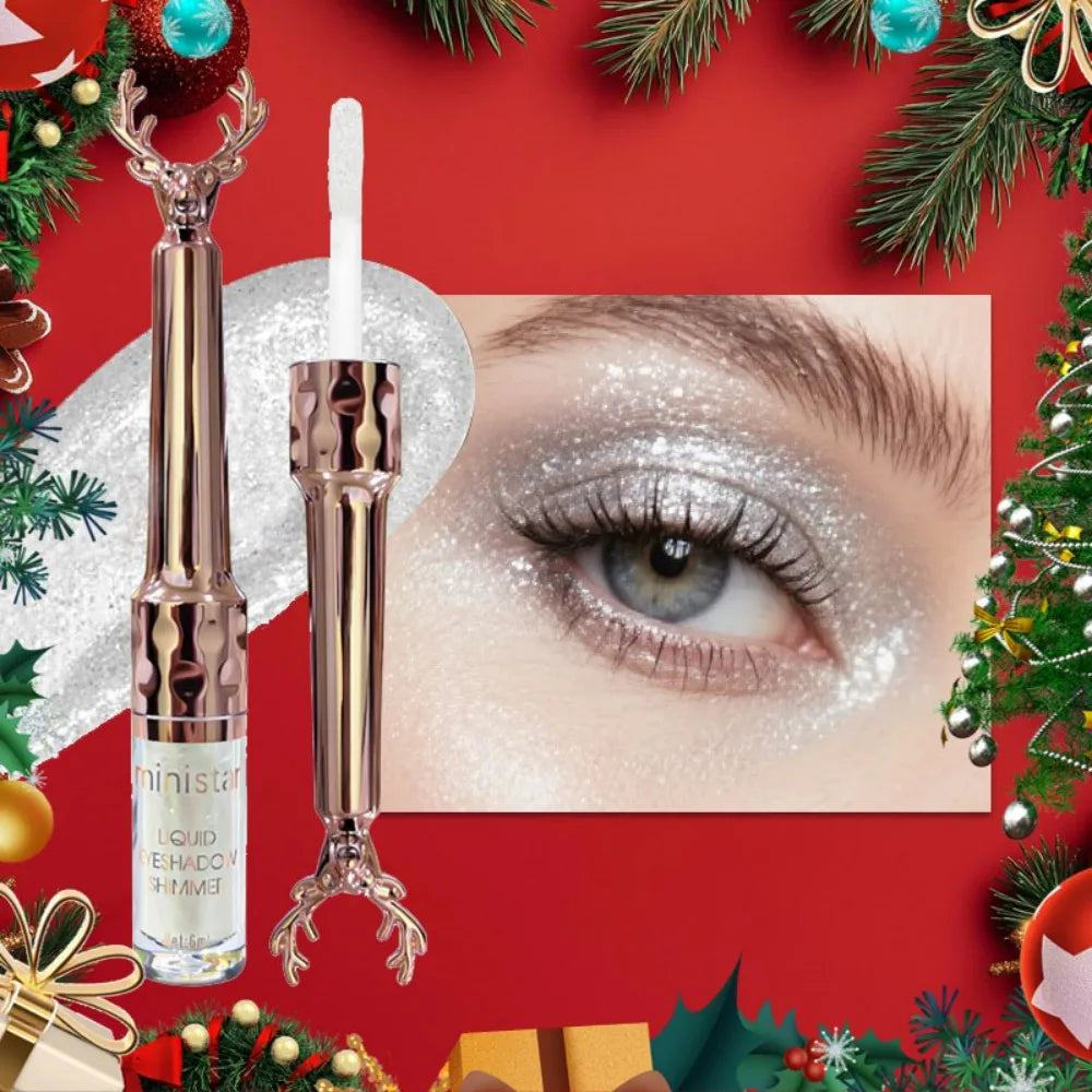 Christmas Limited Liquid Antler White Glitter Eye Shadow Lasting Color Easy Makeup Eye Makeup Holiday Gift
