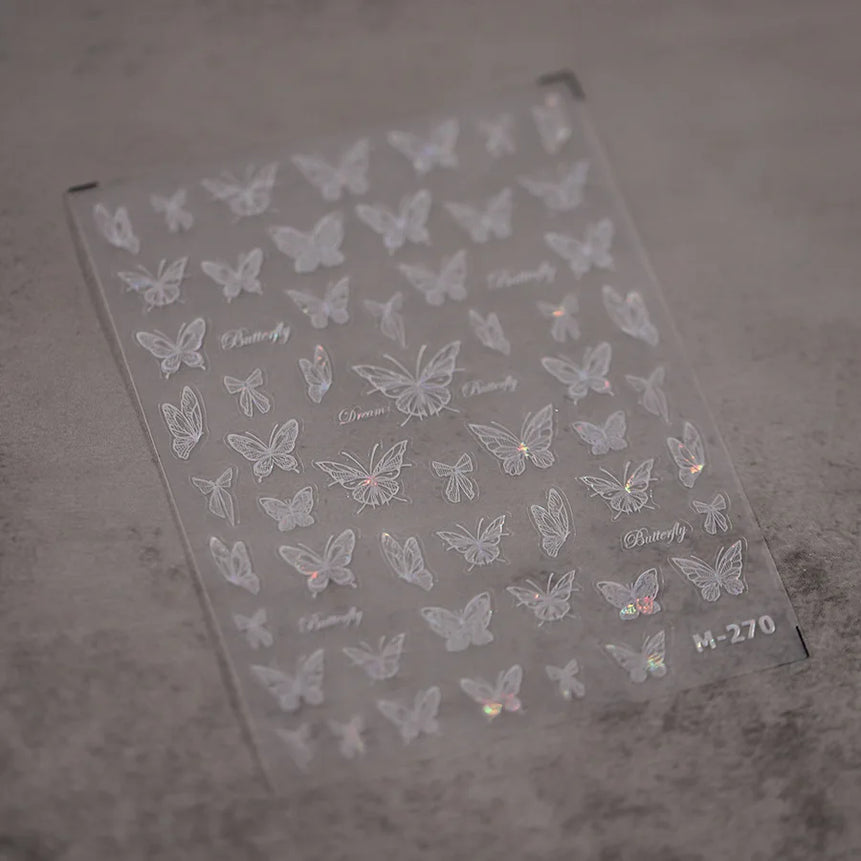 1pcs 5D Rhinestones Butterfly Nail Stickers Kawaii AB Shiny Butterfly Adhesive Nail Art Decorations Decal Design Manicure Tools
