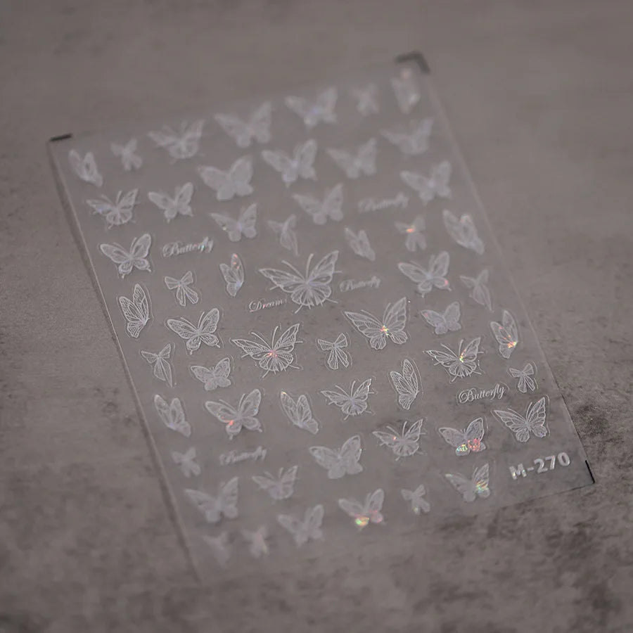 1pcs 5D Rhinestones Butterfly Nail Stickers Kawaii AB Shiny Butterfly Adhesive Nail Art Decorations Decal Design Manicure Tools