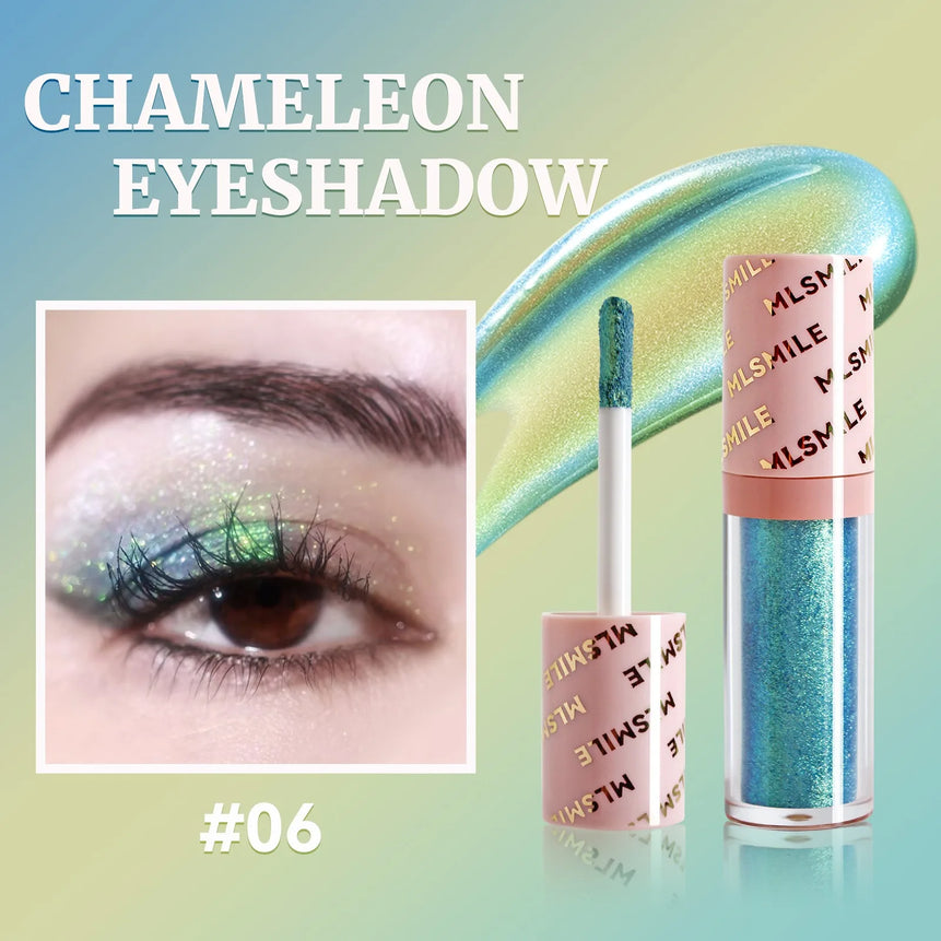 Gold Purple Chameleon Liquid Eyeshadow Pearlescent Fine Shimmer Quick Drying Eye Shadow Polarized Brightening Stage Eye Makeup