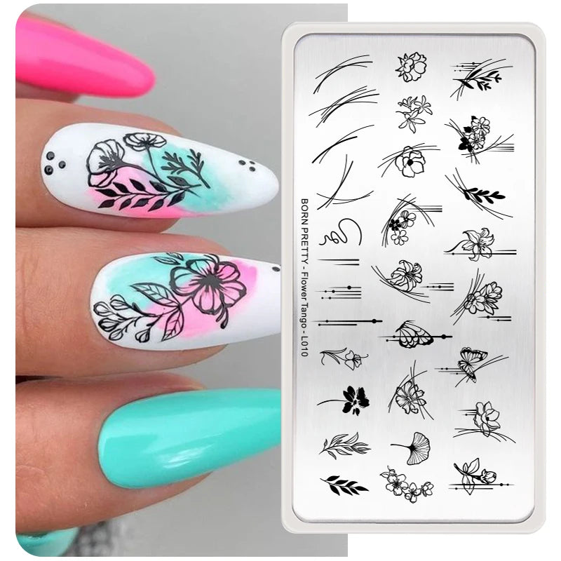 Stamping Plates Butterfly Necklace Floral Line Nail Art Templates Printing Image Manicure Tool
