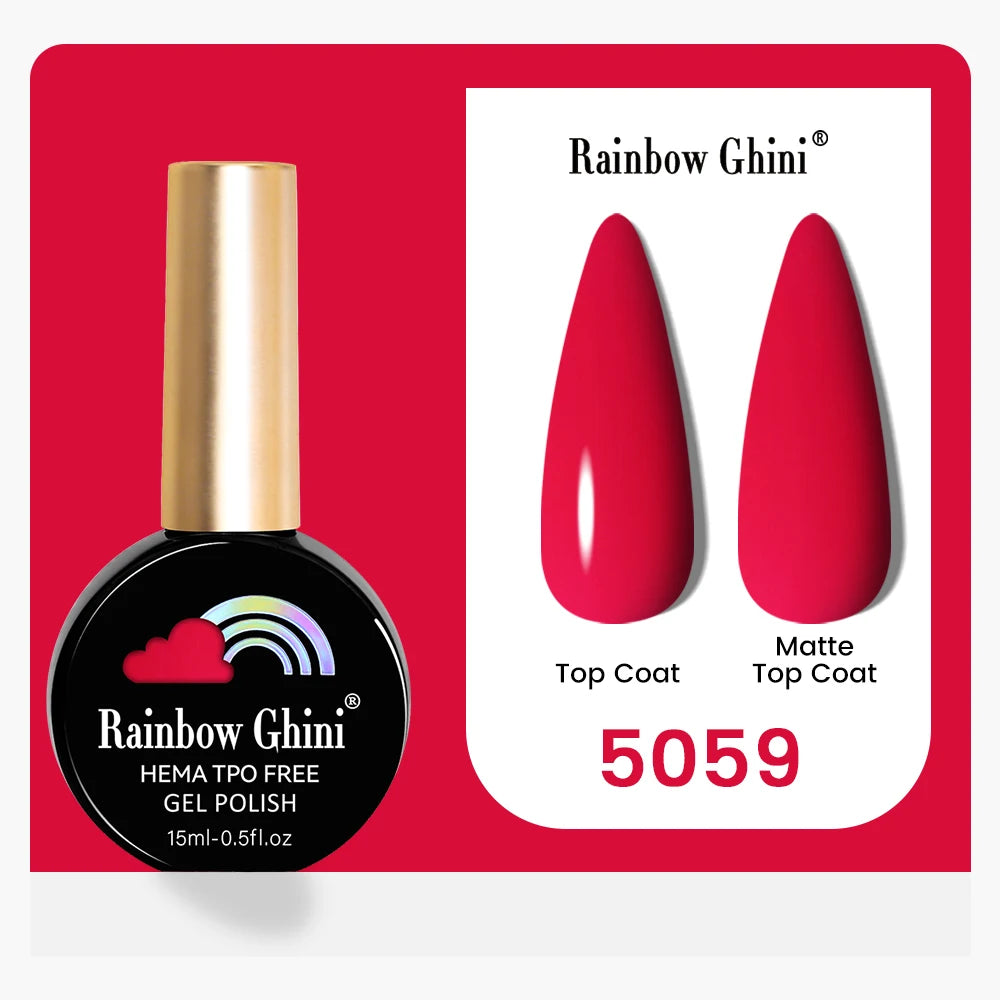 Rainbow Ghini 15ML 146 Colors Long-Lasting Colorful Gel Nail Polish Professional UV/LED Gel Polish Base Coat Matte Top Coat