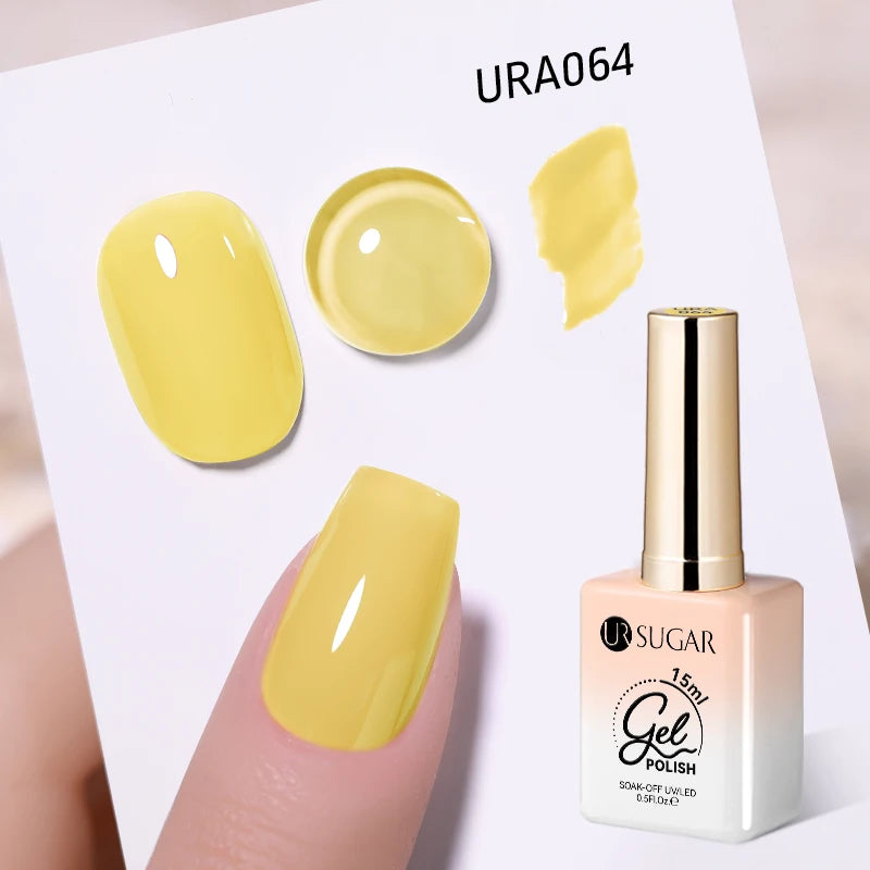 UR SUGAR 15ml Crystal Milky Jelly White Nude Gel Nail Polish Transparent Semi-permanent UV Gel Nail Art Soak Off Gel Varnish