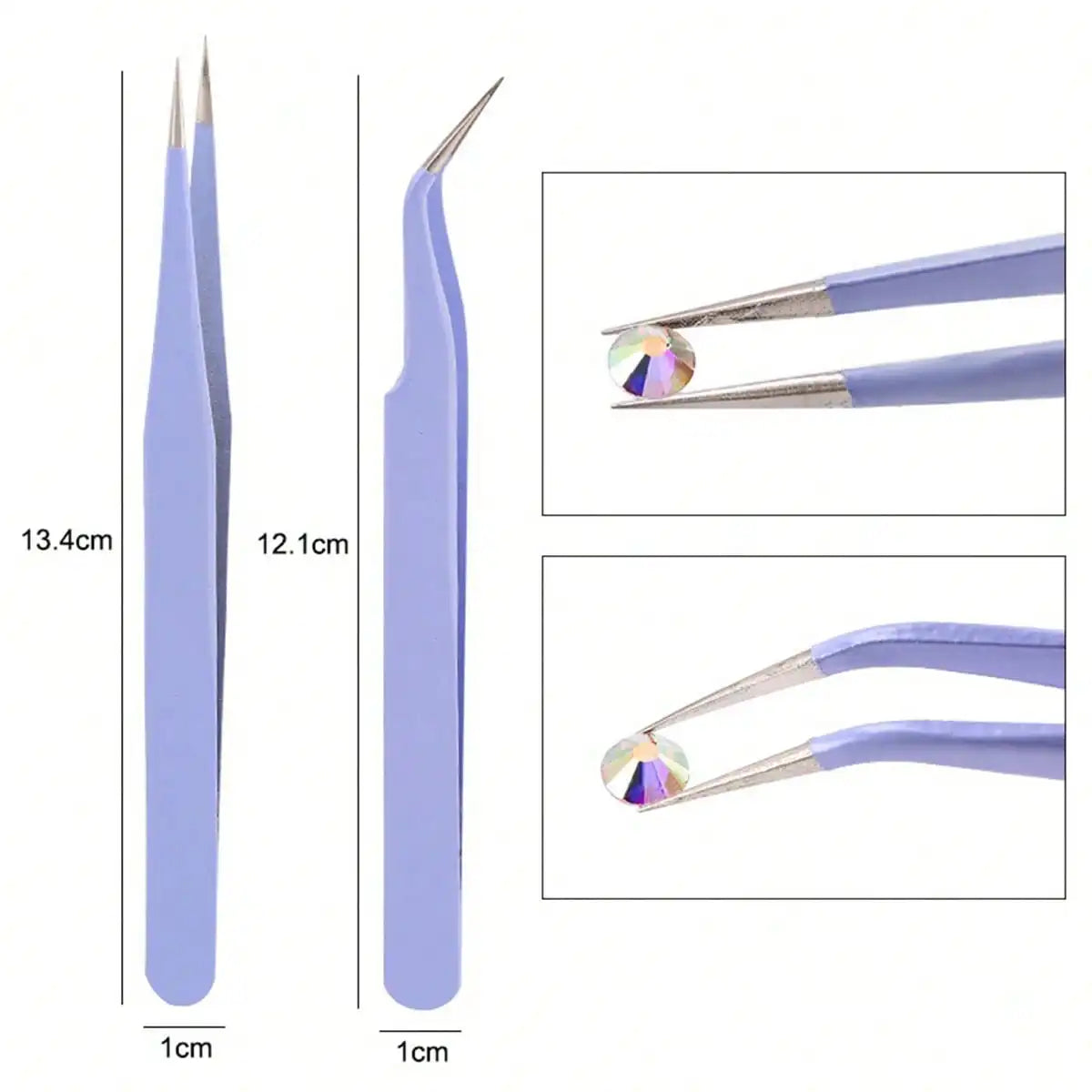 2pcs/Set Stainless Steel Pink Tweezers For Nail Art, Straight & Bend Tip For Eyelash Extension, Drawing & Picking