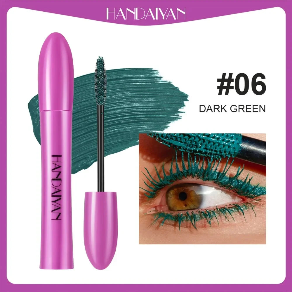 10 Color Waterproof Volumizing Mascara Smudge-Proof Curling Long-Lasting Sapphire Blue Pink Mascara for Bold Eye Look Cosmetics