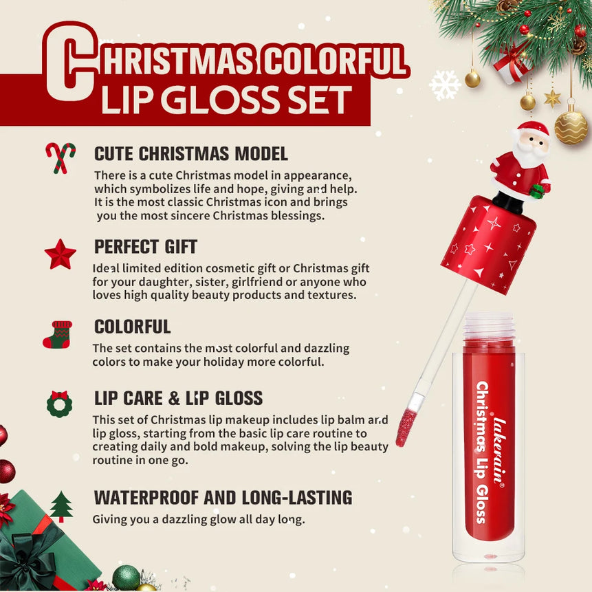 Lakerain Christmas Lip Gloss Set Red Matte Velvet Matte Lip Glaze Holiday Lip Gloss Set Christmas Facial Cosmetics