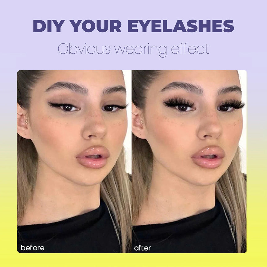 GROINNEYA Lashes Clusters Cat Eyelashes Wispy Individual Lashes Extensions Volume Fluffy Clusters Lashes DIY Eyelashes Makeup
