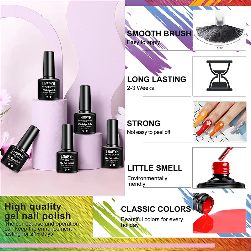 Gel Nail Polish Kit With LED Nail stove Nail Art Decorations Set Soak Off Gel Varnish Base Coat And Top Coat Manicure Tools Kit