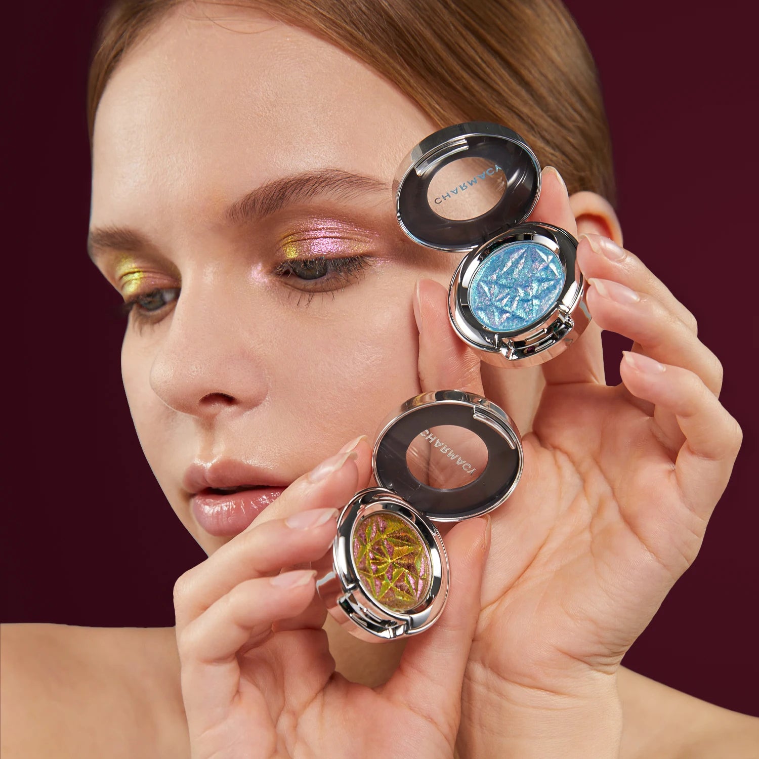 CHARMACY New 10 Multichrome Single Eye Shadow High Pigment Long Lasting Duo Chrome Eyeshadow Glitter Makeup For Eyes