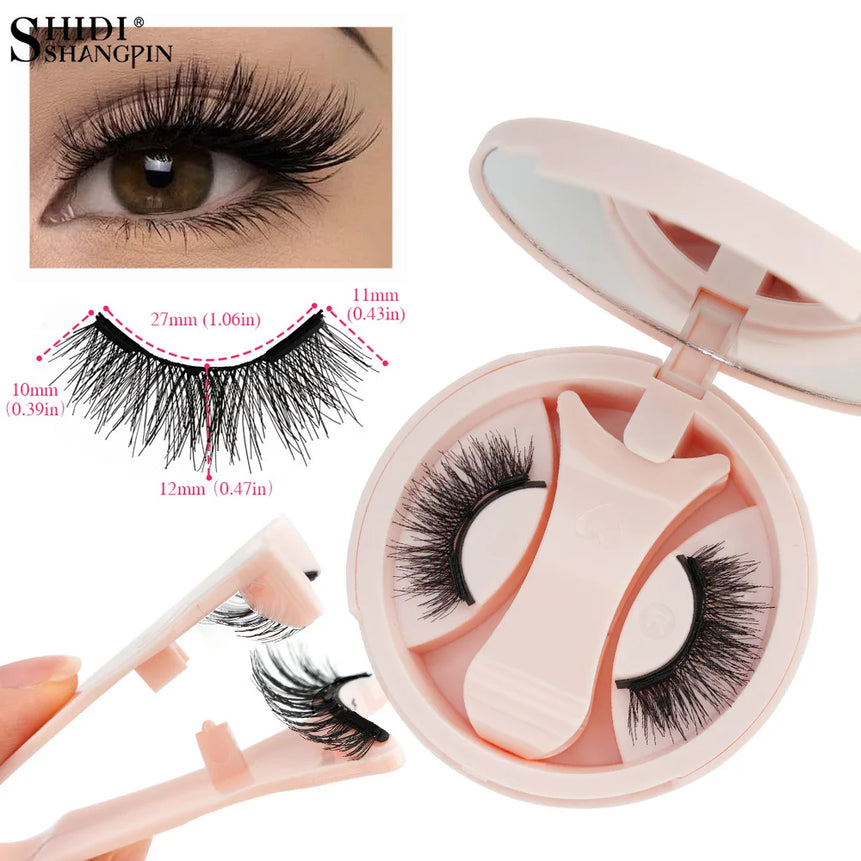 1/2 Pairs Magnetic False Eyelashes Kit Natural Curly Faux Lashes No Glue Needed Magnetic Fake Eyelash with Tweezers Makeup Tool