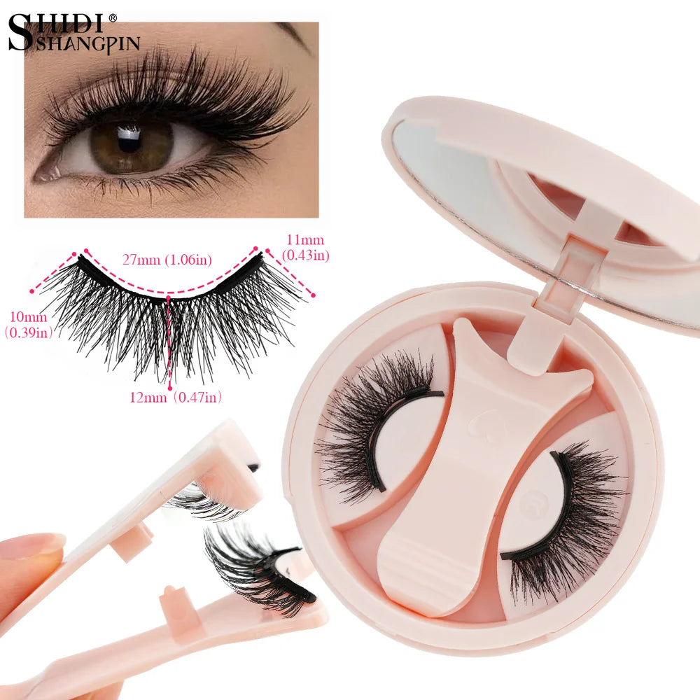 1/2 Pairs Magnetic False Eyelashes Kit Natural Curly Faux Lashes No Glue Needed Magnetic Fake Eyelash with Tweezers Makeup Tool