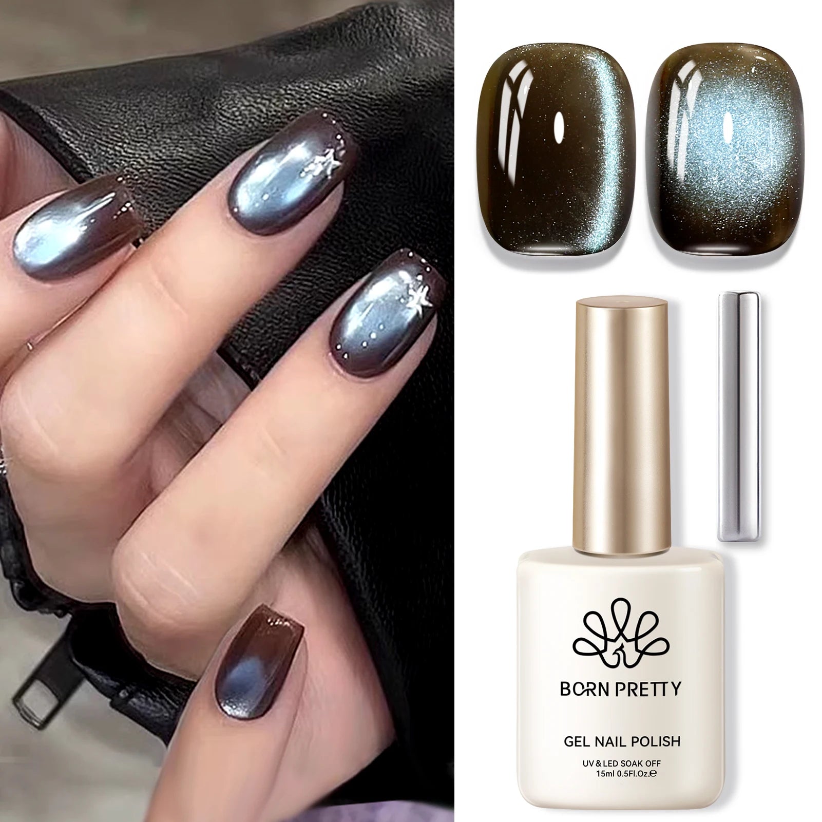 BORN PRETTY 10ml/15ml Guava Green Cat Magnetic Gel Shine  Glitter Semi Permanent Soak Off UV Varnish Nail Supplies
